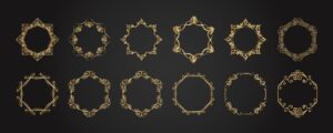 12 وکتور قاب ستاره ای شش ضلعی لوکس طلایی