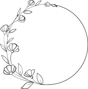 وکتور نقاشی حلقه گل و برگ خطی