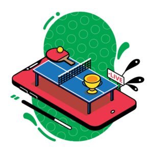 وکتور زمین پینگ پونگ روی موبایل طرح سه بعدی بازی تنیس روی میز
