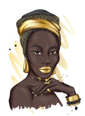 وکتور زن سیاهپوست با آرایش طلایی