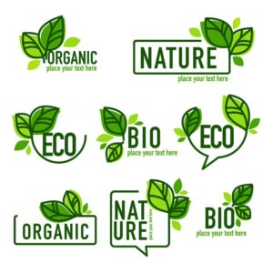8 وکتور لوگو برگ سبز لیبل اکولوژی و محیط زیست