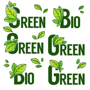 6 وکتور لیبل ارگانیک برچسب محیط زیست با برگهای سبز