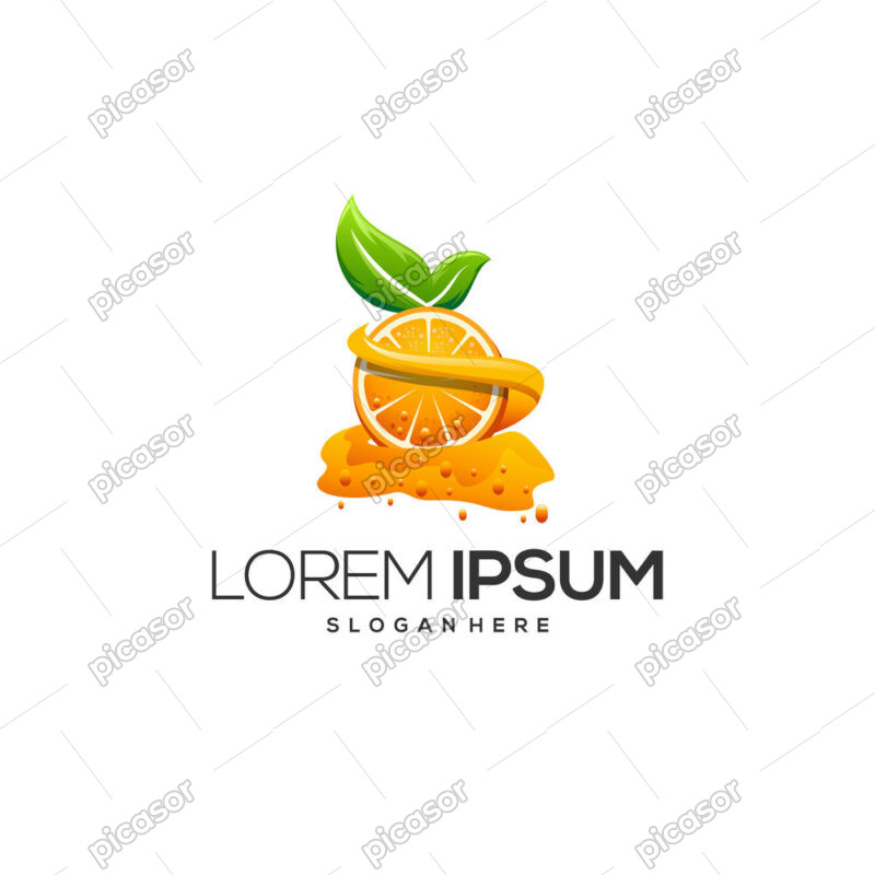 وکتور لوگو پرتقال با آب پرتقال