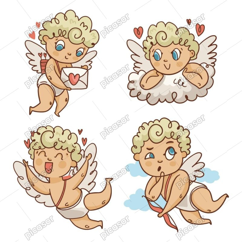 4 وکتور فرشته کارتونی روز ولنتاین