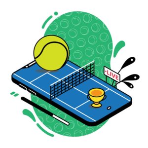 وکتور زمین تنیس روی موبایل طرح سه بعدی بازی تنیس
