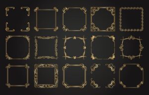 15 وکتور قاب مربعی لوکس و ظریف طلایی