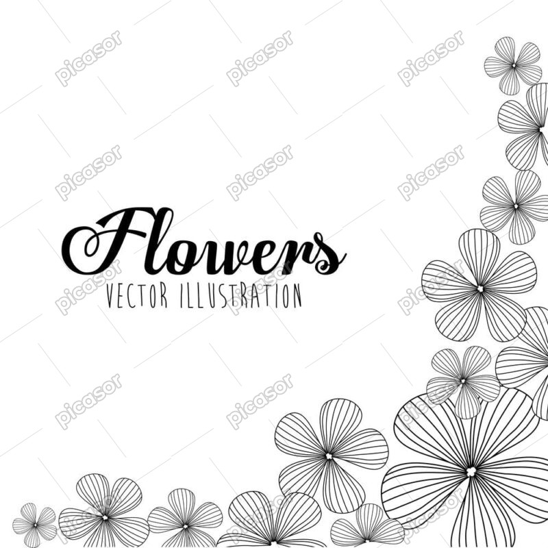 وکتور قاب گلهای ظریف خطی - وکتور کارت با گوشه گلهای خطی