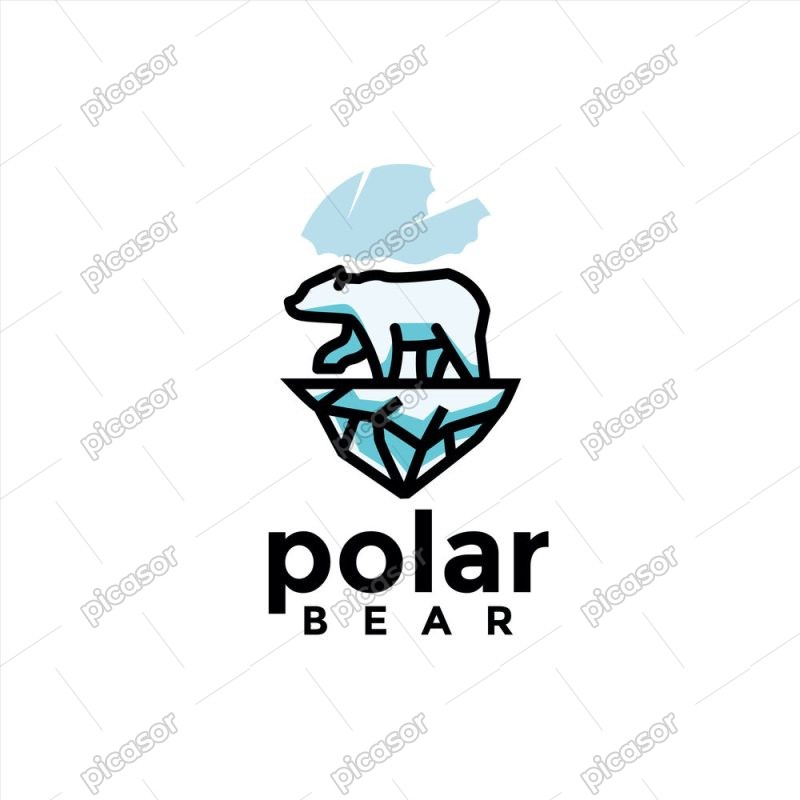 وکتور لوگو خرس قطبی روی یخ