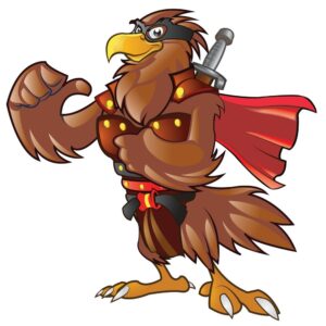 وکتور عقاب کارتونی با شمشیر و شنل