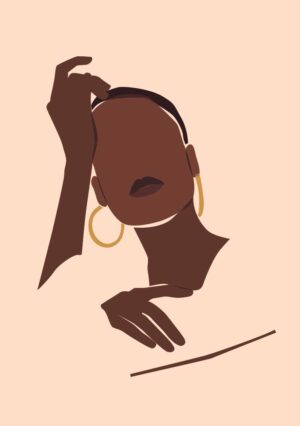 وکتور مینیمال پرتره زن سیاه پوست فشن - وکتور تصویرسازی زن فشن