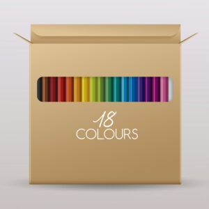 وکتور مدادهای رنگی داخل جعبه - وکتور جعبه مداد رنگی 18 رنگ
