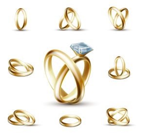 9 وکتور حلقه طلا حلقه ازدواج و حلقه نگین دار