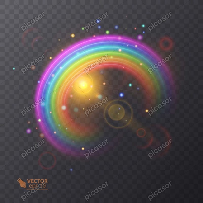 وکتور افکت رنگین کمان و درخشش نور - وکتور براش رنگین کمان