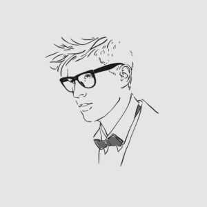 وکتور نقاشی پرتره مرد جوان فشن با عینک - وکتور تصویرسازی مینیمال از چهره پسر جوان