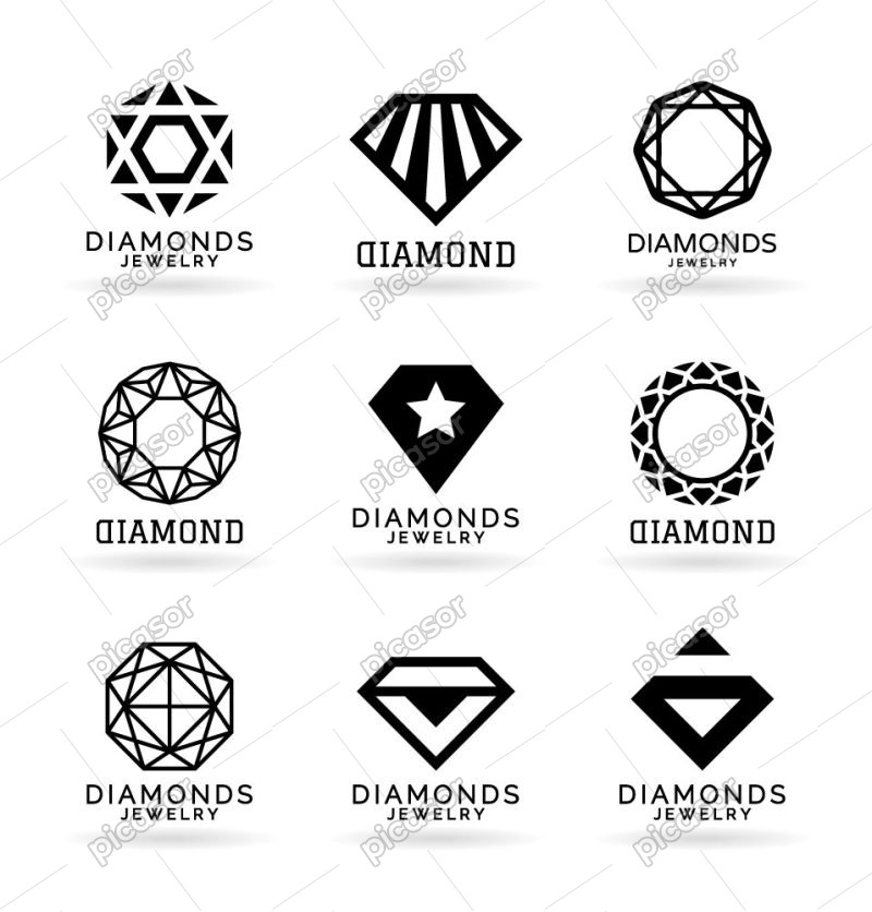 9 وکتور لوگو الماس و سنگ جواهر