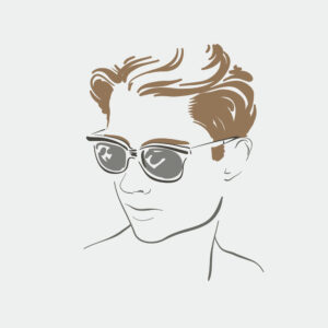 وکتور نقاشی پرتره پسر فشن با عینک - وکتور تصویرسازی مینیمال از چهره پسر جوان مدل