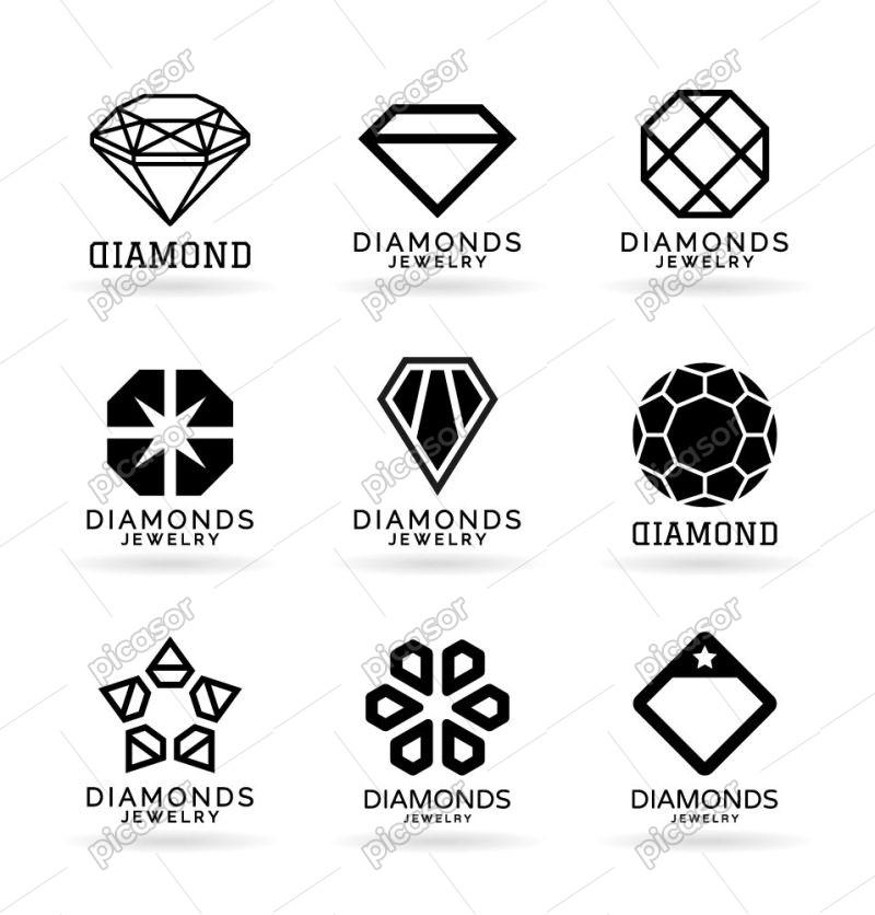 9 وکتور لوگو الماس و سنگ جواهر لوگو لوزی