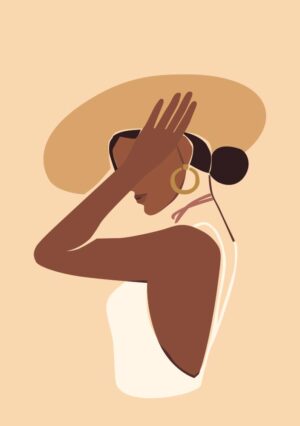 وکتور زن سیاه پوست فشن با کلاه - وکتور تصویرسازی دختر جوان فشن