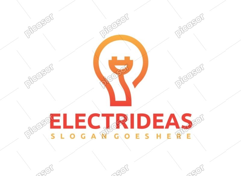 وکتور لوگو ایده با لامپ و دوشاخه - وکتور لوگو الکتریسیته و برق