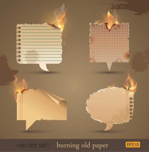 4 وکتور ابر گفتگو کاغذی در آتش - وکتور سوختن بنر کاغذ در آتش