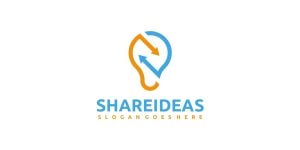 وکتور لوگو ایده و خلاقیت با لامپ و فلش
