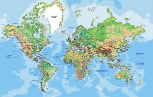 وکتور نقشه جهان با جزئیات جغرافیایی