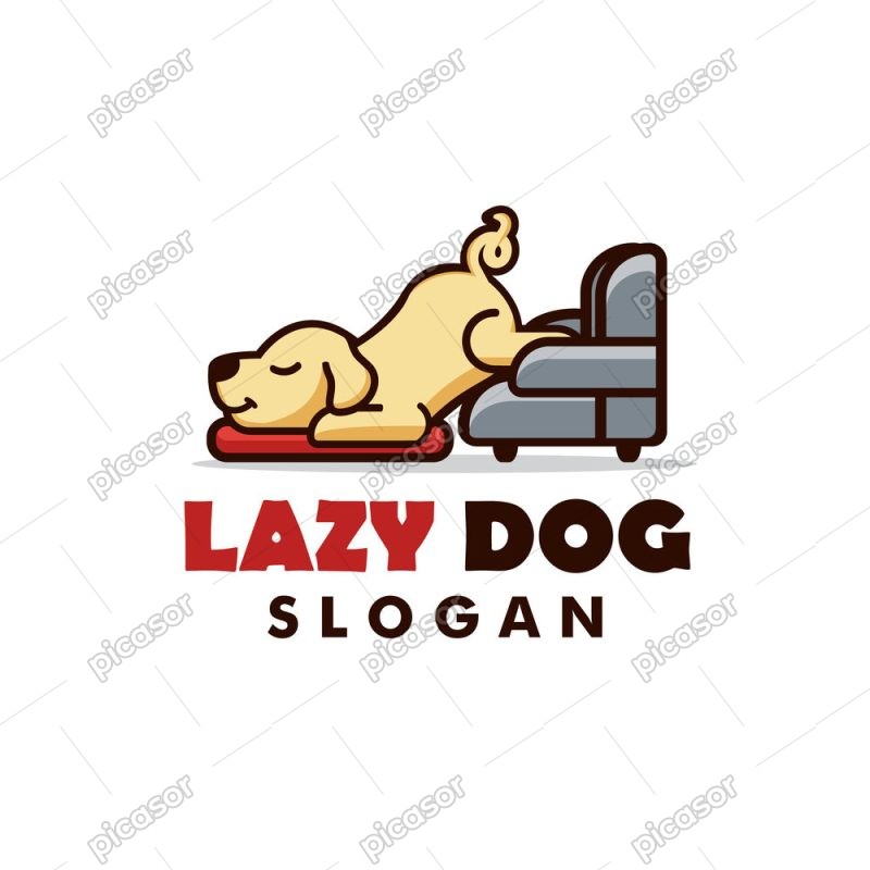 وکتور لوگو سگ تنبل کنار کاناپه