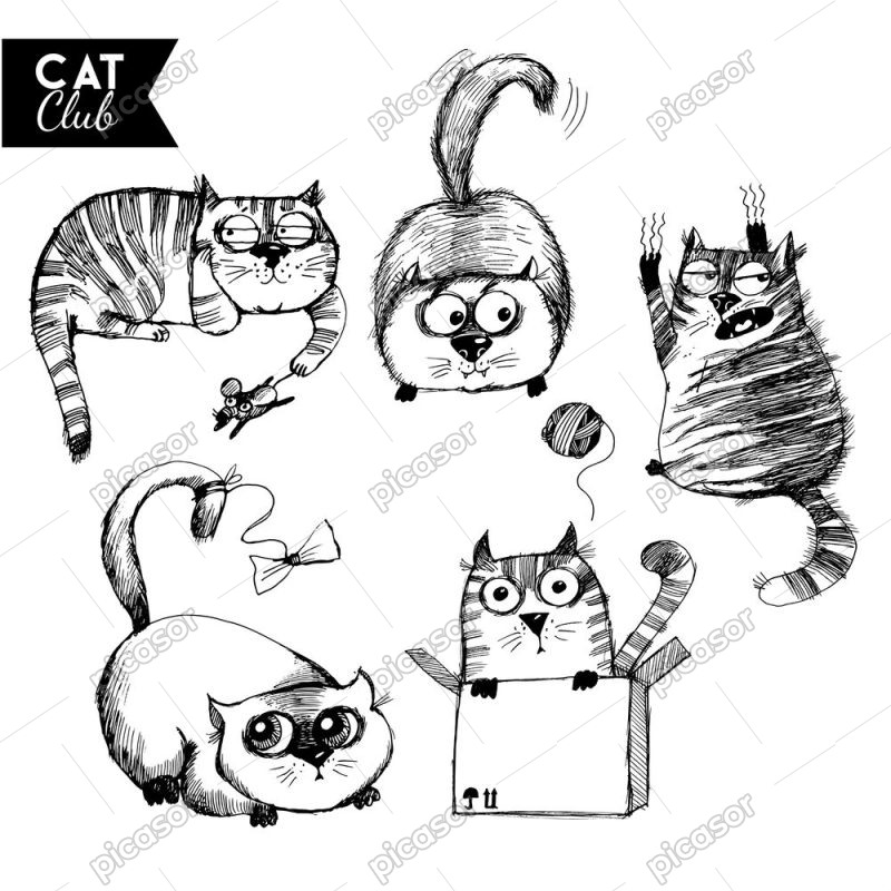 5 وکتور نقاشی گربه کارتونی