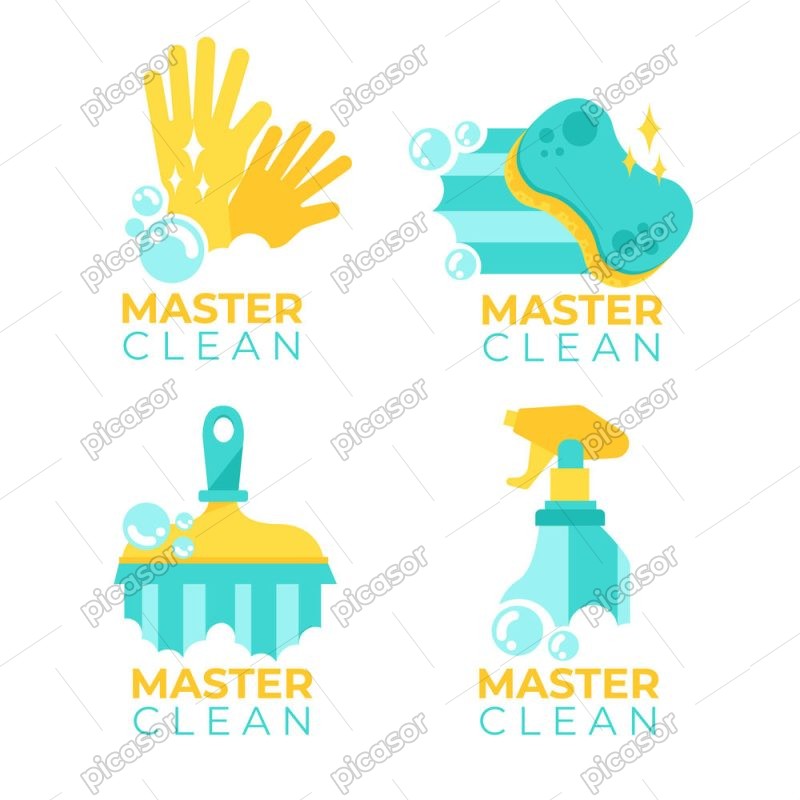 4 وکتور لوگو نظافت و شستشو