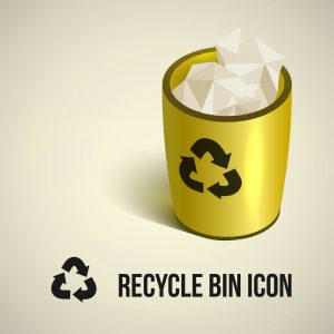 وکتور سطل زباله با کاغذ و بازیافت زباله