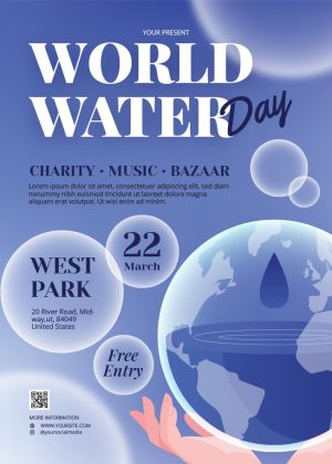وکتور پوستر روز جهانی آب - وکتور پس زمینه مصرف آب در 3 ترکیب رنگی در 2 سایز A4 و A3