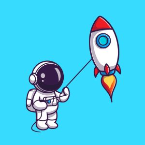 وکتور کارتونی فضانورد با فضاپیما