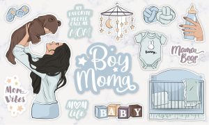 10 وکتور مادر و بچه با سیسمونی نوزاد و وسایل بچه - وکتور تخت بچه شیشه شیر نوزاد