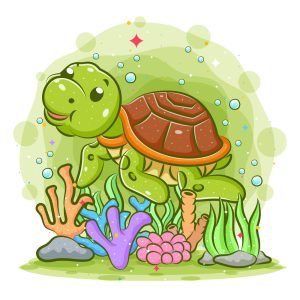 وکتور لاکپشت کارتونی بامزه