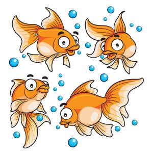 4 وکتور ماهی قرمز کارتونی با حباب - وکتور ماهی عید کارتونی