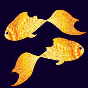 2 وکتور ماهی طلایی عید - وکتور ماهی منقش طلایی خندان