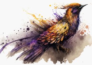 وکتور ققنوس نقاشی آبرنگ - وکتور تصویرسازی پرنده باستانی