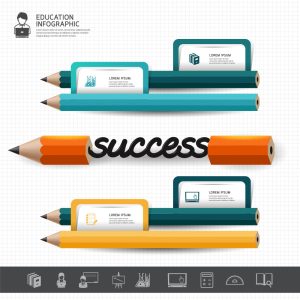 3 وکتور مداد و اینفوگرافیک آموزشی با مداد