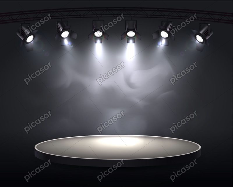وکتور استیج با دود و نورپردازی نور افکن استودیو عکاسی