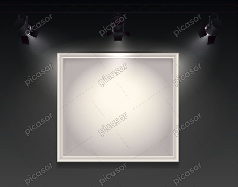 وکتور نورپردازی روی تابلوی سفید - وکتور تابلو خالی با نورپردازی