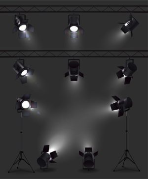 10 وکتور تجهیزات نورپردازی عکاسی - وکتور نور افکن استودیو عکاسی