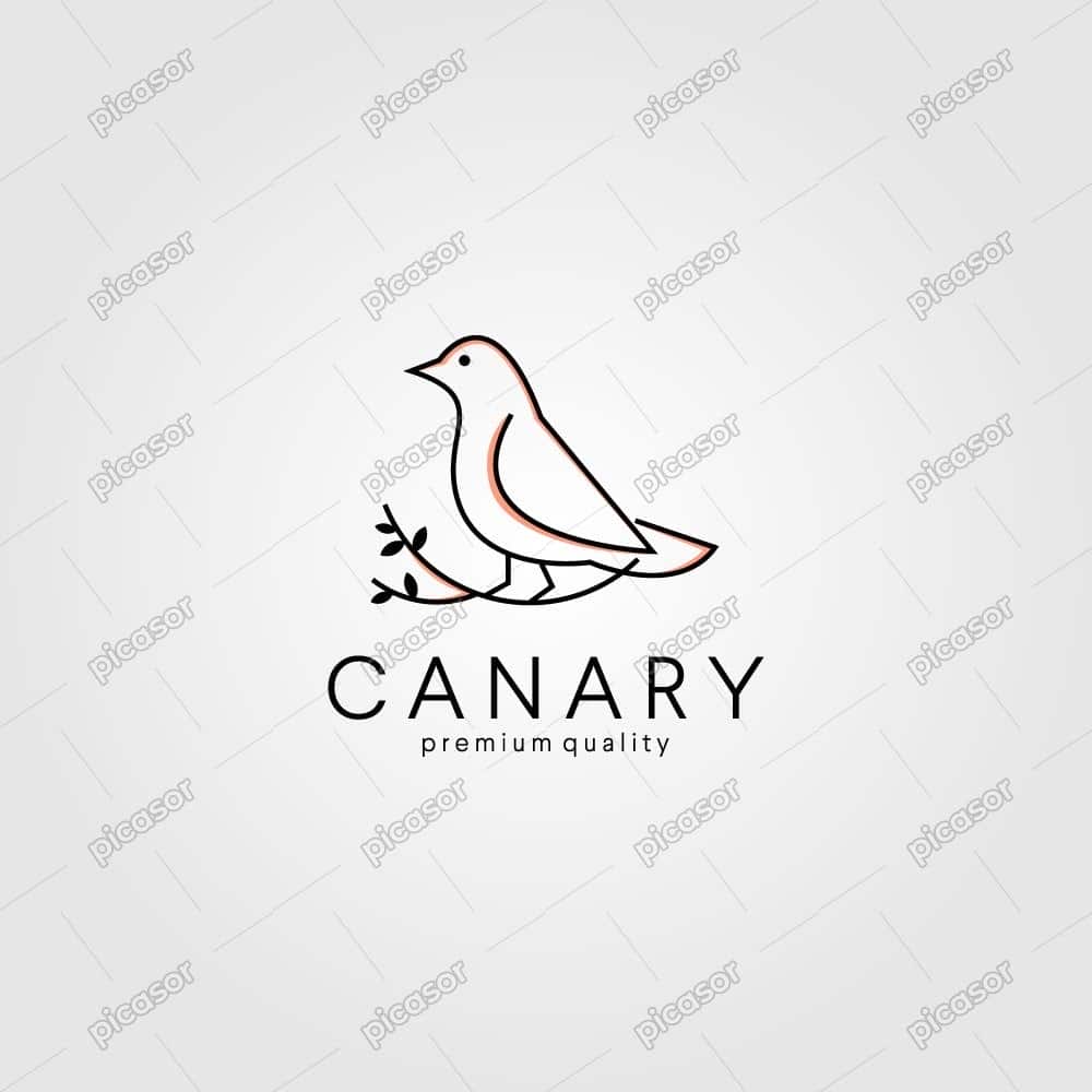 وکتور لوگو پرنده روی شاخه طرح خطی - وکتور لوگو قناری مینیمال وکتور لوگو پرنده روی شاخه طرح خطی - وکتور لوگو پرنده مینیمال