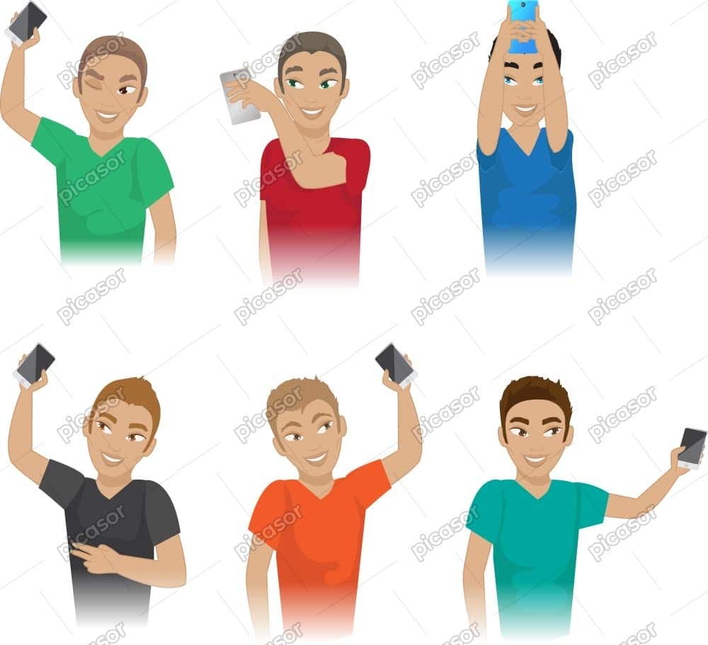 6 وکتور سلفی گرفتن پسران فشن - وکتور پسرهای فشن در حال سلفی گرفتن 6 وکتور سلفی گرفتن پسران فشن - وکتور پسرهای فشن در حال سلفی گرفتن