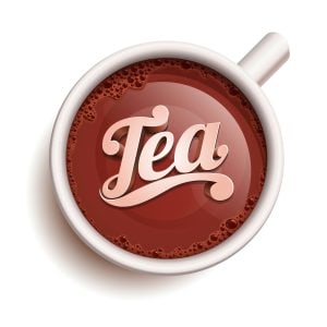 وکتور فنجان چای با کلمه TEA