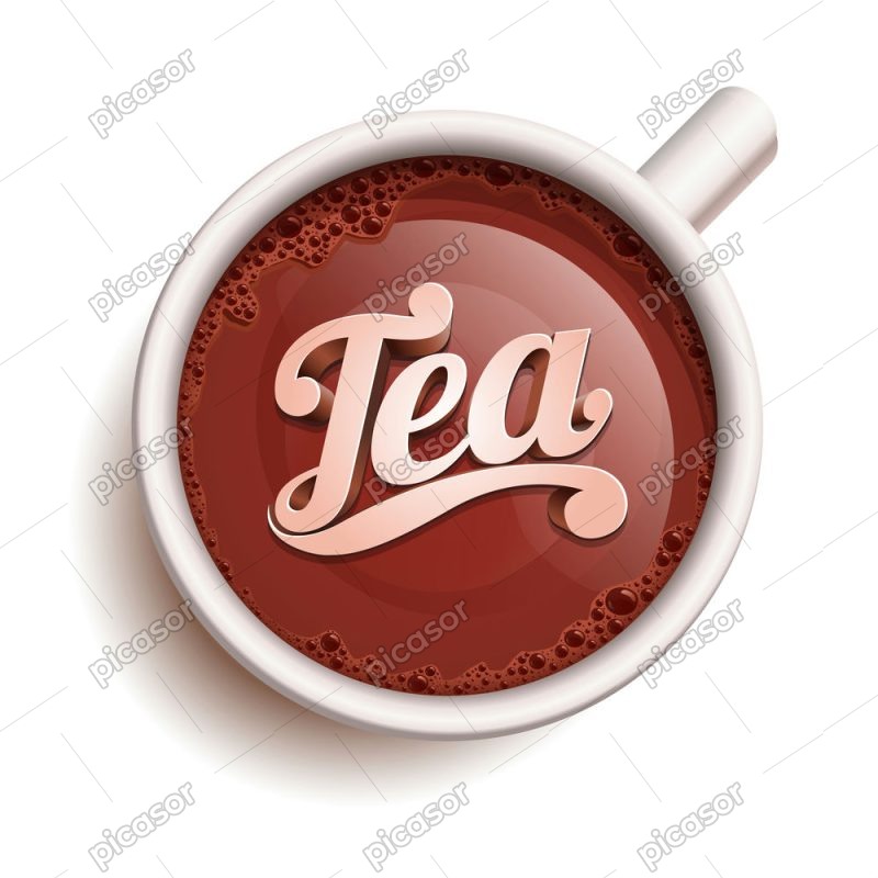 وکتور فنجان چای با کلمه TEA