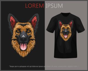 وکتور سگ ژرمن شپرد - وکتور تصویرسازی حیوانات روی تیشرت