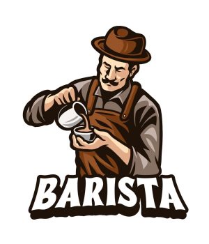 وکتور باریستا - وکتور تصویرسازی باریستا مرد لوگو کافه و کافی شاپ