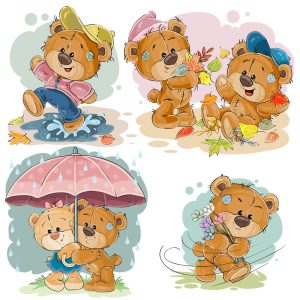 4 وکتور بچه خرس کارتونی عاشق - وکتور تدی بر و روز ولنتاین