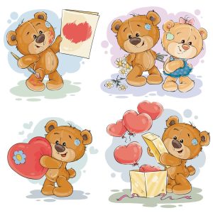 4 وکتور تدی بر عاشق با قلب - وکتور بچه خرسهای کارتونی