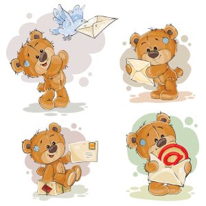 4 وکتور تدی بر با نامه - وکتور بچه خرس کارتونی بامزه